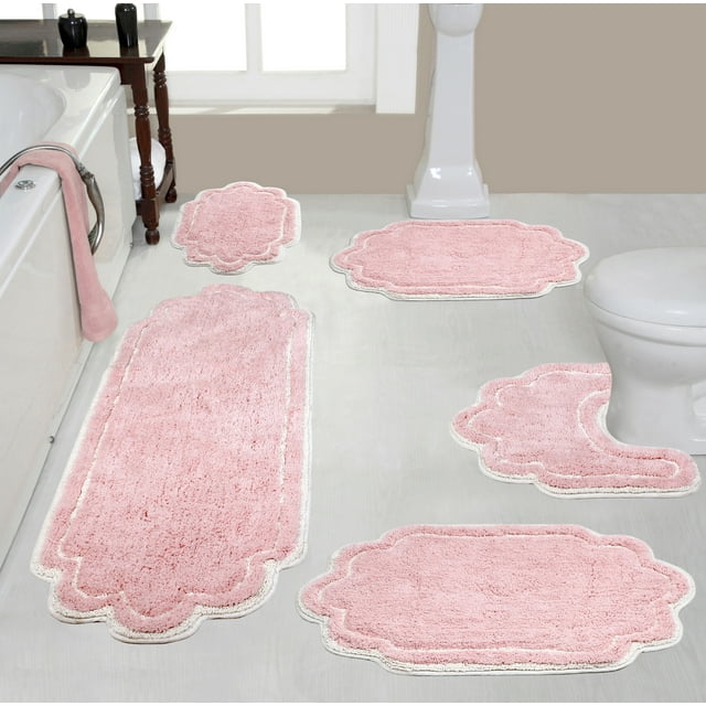 Home Weavers Allure Collection 100% Cotton Non-Slip Bathroom Rug Set ...