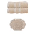 thumbnail image 1 of Home Weavers  Allure Collection 100% Soft Cotton 2 Pc Bath Towel Set & 1 Pc 17x24 Bath Rug, Machine Washable & Non Slip(Set of 3) Linen - 17"x24" +, 1 of 4