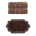 thumbnail image 1 of Home Weavers Allure Cotton Bath Towel & Bath Rug Set, Includes 2 Bath Towels and 1 Bath Rug, Super Absorbent, Non-Slip, Chocolate, 1 of 4