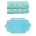 thumbnail image 1 of Home Weavers Allure Cotton Bath Towel & Bath Rug Set, Includes 2 Bath Towels and 1 Bath Rug, Super Absorbent, Non-Slip, Turquoise, 1 of 4