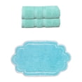 thumbnail image 1 of Home Weavers Allure Cotton Bath Towel & Bath Rug Set, Super Absorbent, Non-Slip, Machine Washable, 3-Piece, Turquoise, 1 of 4