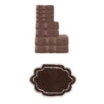 thumbnail image 1 of Home Weavers  Allure Collection 100% Soft Cotton 8 Pc Bath Towel Set & 1 Pc 17x24 Bath Rug, Machine Washable & Non Slip(Set of 9) Chocolate - 17"x24", 1 of 4