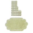 thumbnail image 1 of Home Weavers Allure Collection 100% Soft Cotton Super Absorbent 8 Pcs Bath Towel Set & 1 Pc Bath Rug, Machine Washable & Non Slip (Set of 9), Green, 1 of 4