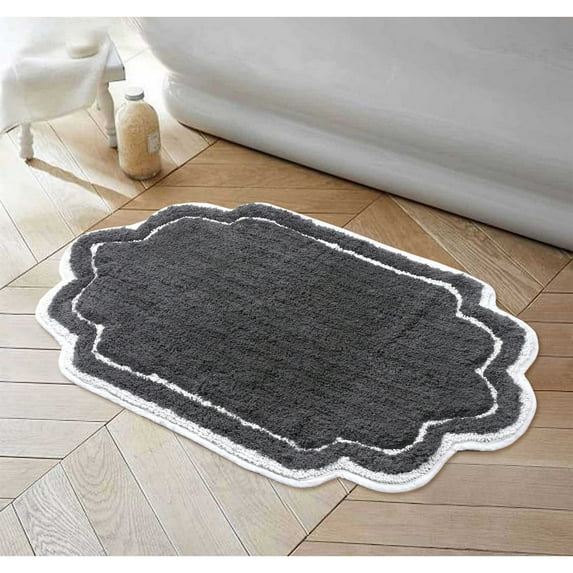 Home Weavers Allure Collection Bathroom Rug 100% Cotton Tufted Bathroom Rug, Soft & Absorbent Bath Rugs, Non-Slip Bath Rug, Machine Wash Dry Bath Mats - 24"x40" Bath Rug, Dark Gray