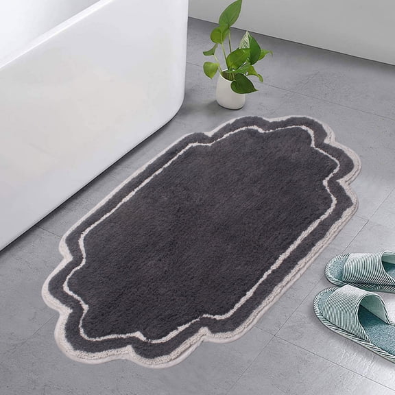 Home Weavers Allure Collection Bathroom Rug 100% Cotton Tufted Bathroom Rug, Soft & Absorbent Bath Rugs, Non-Slip Bath Rug, Machine Wash Dry Bath Mats - 21"x34" Bath Rug, Dark Gray