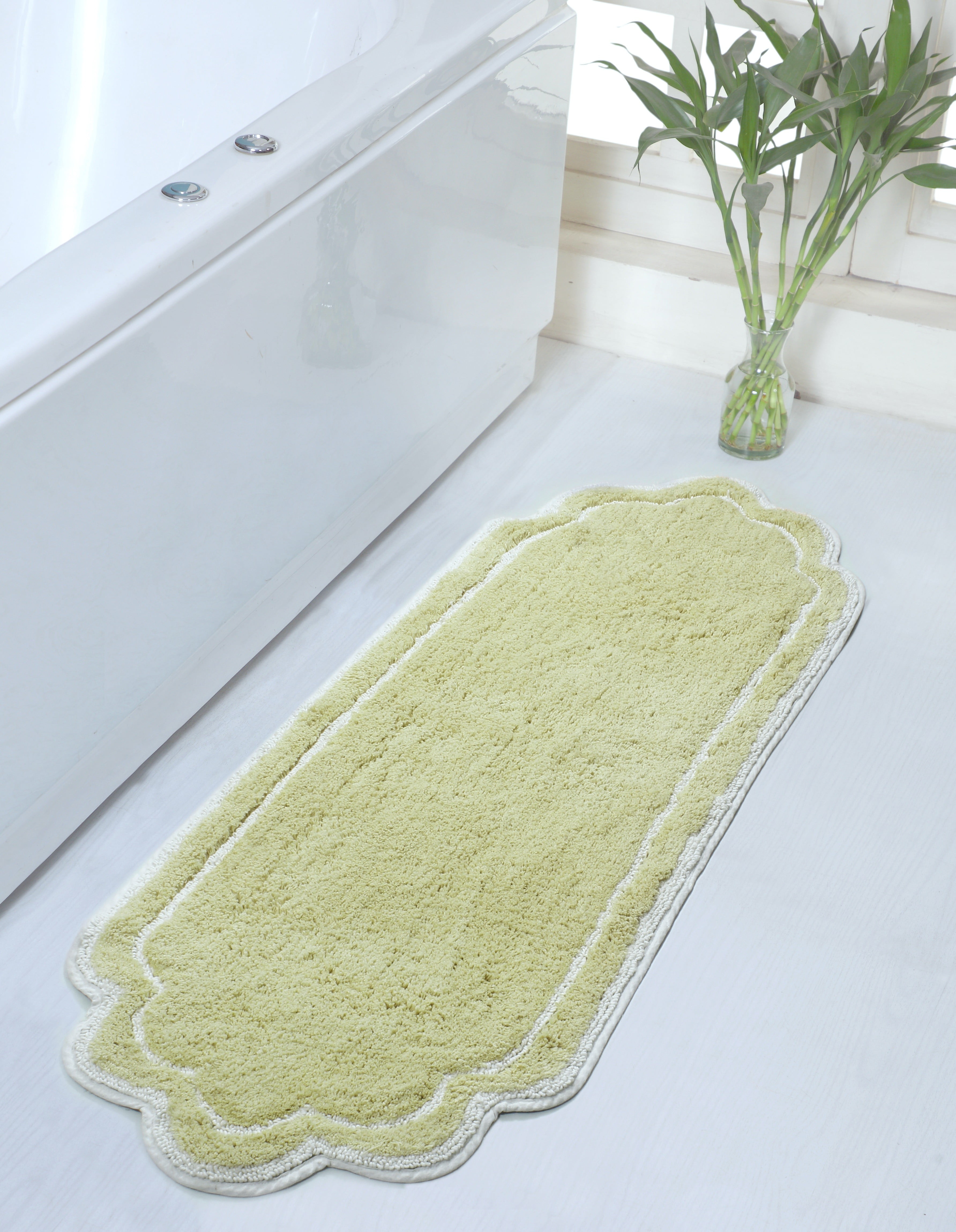 Home Weavers Allure Collection Bathroom Rug 100% Cotton Tufted Bathroom Rug, Soft and Absorbent Bath Rugs, Non-Slip Bath Carpet, Machine Wash Dry Bath Mats for Bathroom Floor- 21"x54" Runner, Green