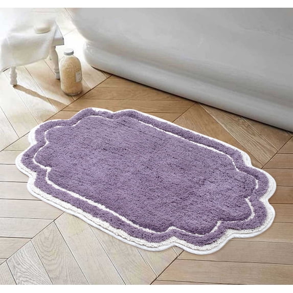 Home Weavers Allure Collection Bathroom Rug 100% Cotton Tufted Bathroom Rug, Soft & Absorbent Bath Rugs, Non-Slip Bath Rug, Machine Wash Dry Bath Mats - 24"x40" Bath Rug, Purple
