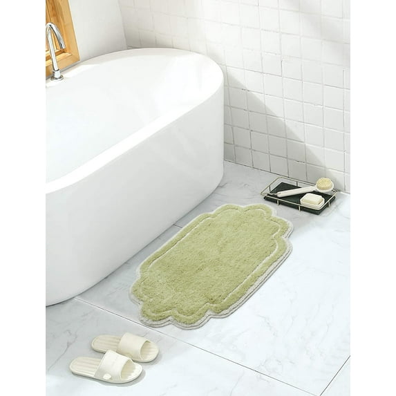 Home Weavers Allure Collection Bathroom Rug 100% Cotton Tufted Bathroom Rug, Soft and Absorbent Bath Rugs, Non-Slip Bath Rug, Machine Wash Dry Bath Mats for Bathroom Floor- 17"x24" Bath Rug, Green