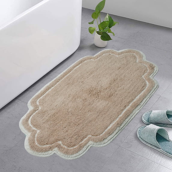 Home Weavers Allure Collection Bathroom Rug 100% Cotton Tufted Bathroom Rug, Soft & Absorbent Bath Rugs, Non-Slip Bath Rug, Machine Wash Dry Bath Mats - 21"x34" Bath Rug, Linen