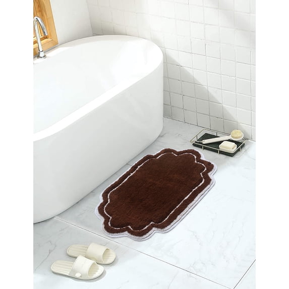 Home Weavers Allure Collection Bathroom Rug 100% Cotton Tufted Bathroom Rug, Soft and Absorbent Bath Rugs, Non-Slip Bath Rug, Machine Wash Dry Bath Mats for Bathroom Floor- 17"x24" Bath Rug, Brown
