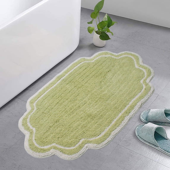 Home Weavers Allure Collection Bathroom Rug 100% Cotton Tufted Bathroom Rug, Soft & Absorbent Bath Rugs, Non-Slip Bath Rug, Machine Wash Dry Bath Mats - 21"x34" Bath Rug, Green