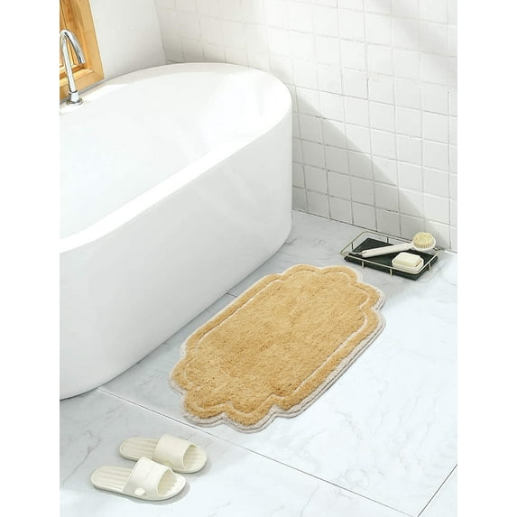Home Weavers Allure Collection Bathroom Rug Cotton Tufted Bathroom Rug, Soft and Absorbent Bath Rugs, Non-Slip Bath Rug, Machine Wash Dry Bath Mats for Bathroom Floor- 17"x24" Bath Rug, Yellow