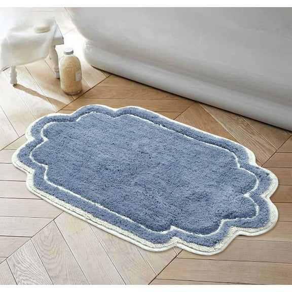 Home Weavers Allure 100% Cotton Tufted Bath Rug, Soft, Absorbent, Non-Slip, Machine Washable Mat, 24"x40" Rug for Bathroom Floor, Shower & Vanity â€“ Quick Dry Rug, Blue