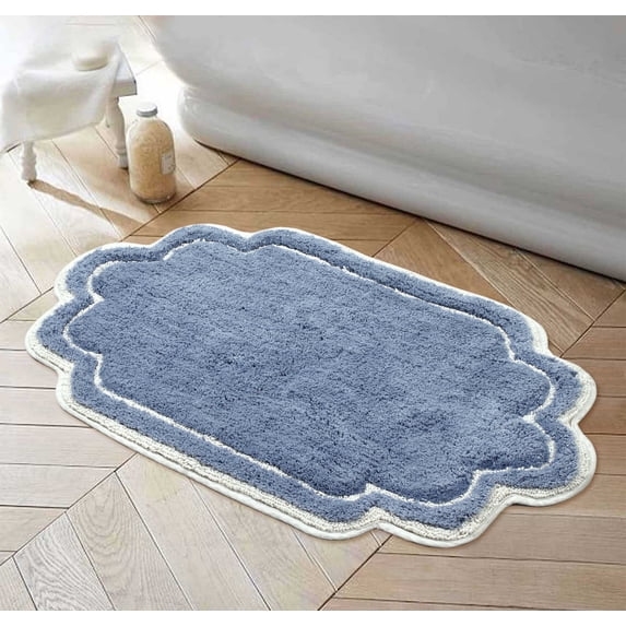 Home Weavers Allure Collection Bathroom Rug 100% Cotton Tufted Bathroom Rug, Soft & Absorbent Bath Rugs, Non-Slip Bath Rug, Machine Wash Dry Bath Mats - 24"x40" Bath Rug, Blue