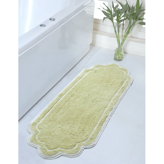Home Weavers Allure Collection Bathroom Rug 100% Cotton Tufted Bathroom Rug, Soft and Absorbent Bath Rugs, Non-Slip Bath Rug, Machine Wash Dry Bath Mats for Bathroom Floor- 21"x54" Runner, Green