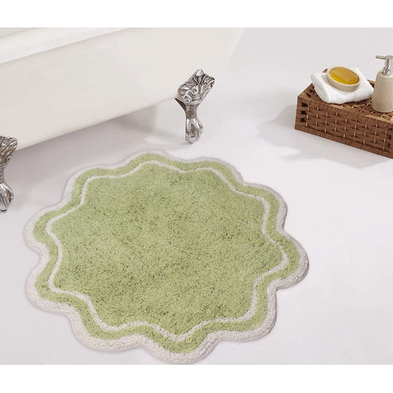 Home Weavers Allure Collection Bathroom Rug 100% Cotton Tufted Round Shape Bathroom Rug, Soft & Absorbent Bath Rugs, Non-Slip Bath Rug, Machine Wash Dry Bath Mats - 30" Round, Green