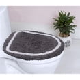 thumbnail image 1 of Home Weavers Allure Bathroom Rug Toilet Lid Cover, Bath Rug 100% Cotton Soft Universal Fit for Standard Round Elongated Bath Room Bowl Lids, Washable, 18"x18" Toilet Lid Cover, Dark Gray, 1 of 8