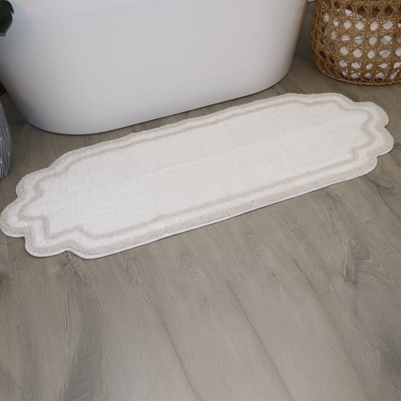 Home Weavers Allure Collection Cotton Bathroom Runner Rug 21"x54", Soft Absorbent Non-Slip Long Mat, Quick Dry, Machine Washable Floor Runner for Bathroom & Hallway, White