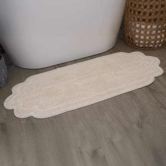 Home Weavers Allure Collection Cotton Bathroom Runner Rug 21"x54", Soft Absorbent Non-Slip Long Mat, Quick Dry, Machine Washable Floor Runner for Bathroom & Hallway, Ivory