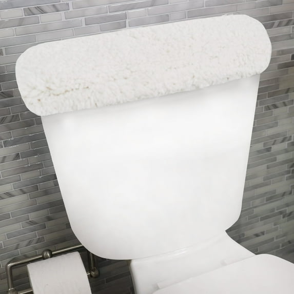 Home Weavers Allure Collection Cotton Toilet Tank Lid Cover for Bathroom, Soft Absorbent Non-Slip Tufted Fabric, Machine Washable Toilet Tank Top Cover, 10"x22" White