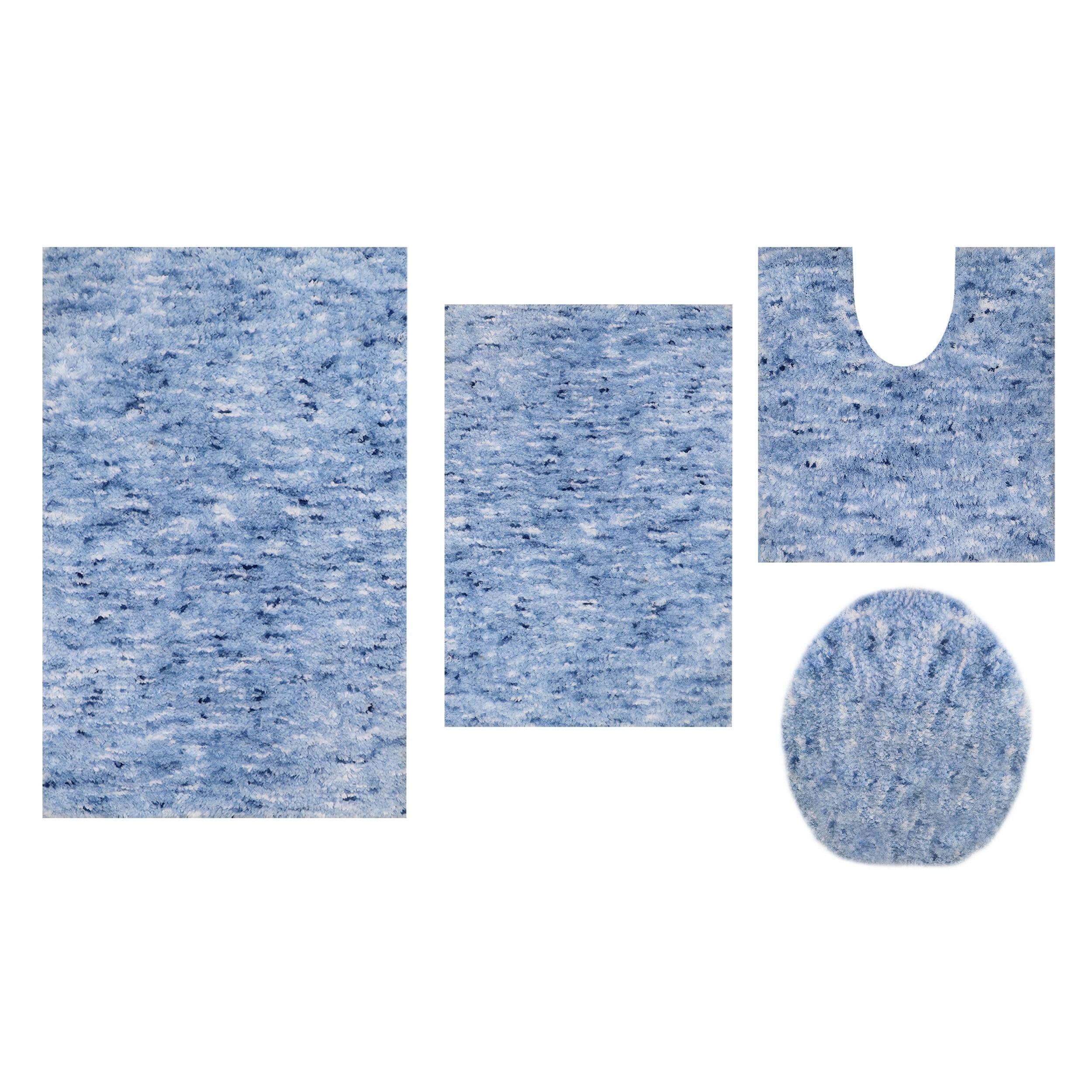 Home Weavers Elegance Bathroom Rugs Sets 4 Piece- Plush Bath Mat Set Quick-Dry Soft Microfiber Bathroom Mat with Rubber Backing, Absorbent Bathroom Rug Set, Washable Bath Rugs, Bath Mats, Blue
