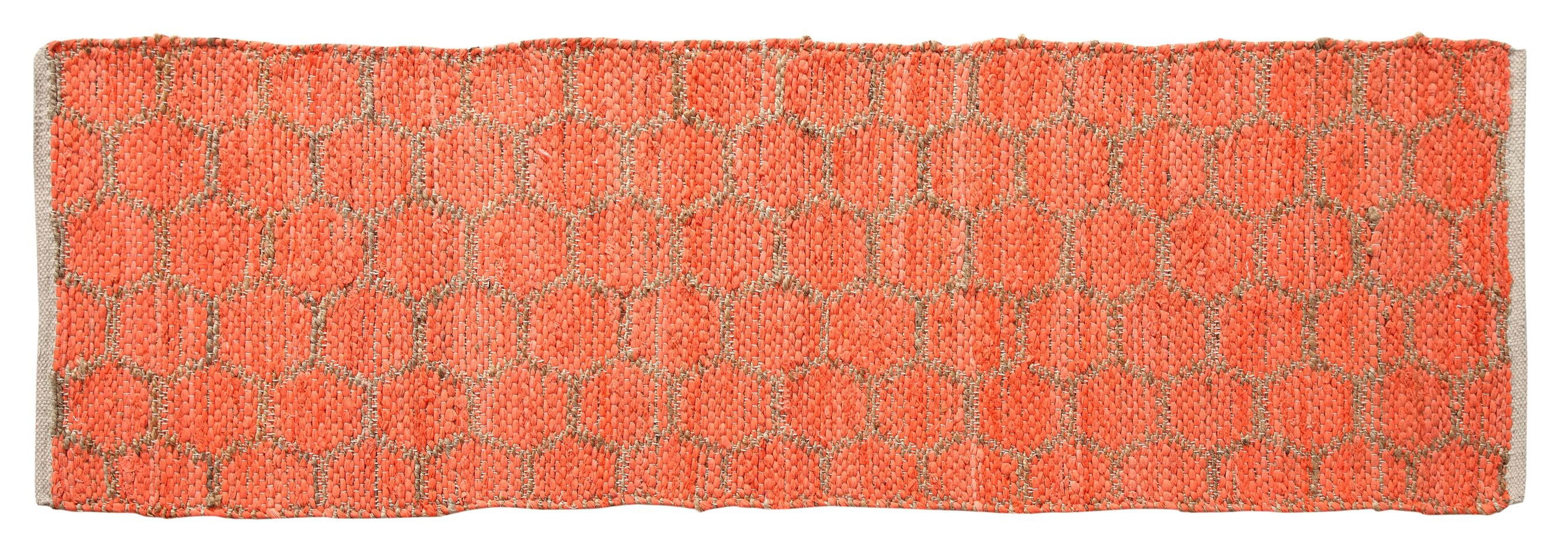Coral Rectangular Cotton Modern Area Rug with Jute Backing
