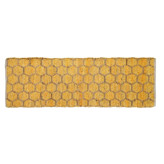 Home Weavers Beehive Modern Collection Living Room Rug, Machine Washable Reversible Area Rugs, Rug For Living Room, Soft Foldable Indoor Floor Carpet, Easy To Clean, 2' x 6', Yellow