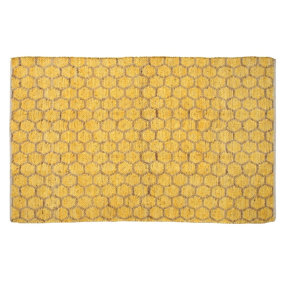 Home Weavers Beehive Modern Collection Living Room Rug, Machine Washable Reversible Area Rugs, Rug For Living Room, Soft Foldable Indoor Floor Carpet, Easy To Clean, 8' x 10', Yellow