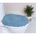 thumbnail image 1 of Home Weavers Bell Flower Bathroom Rug Toilet Lid Seat Cover Elastic Edges, 100% Cotton Soft Universal Fit for Standard Oblong Round Bath Room Bowl Lids, Washable 18"x18" Toilet Lid Cover, Sky Blue, 1 of 8