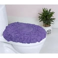 thumbnail image 1 of Home Weavers Bell Flower Bathroom Rug Toilet Lid Seat Cover Elastic Edges, 100% Cotton Soft Universal Fit for Standard Oblong Round Bath Room Bowl Lids, Washable 18"x18" Toilet Lid Cover, Purple, 1 of 9