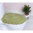 thumbnail image 1 of Home Weavers Bell Flower Bathroom Rug Toilet Lid Seat Cover Elastic Edges, 100% Cotton Soft Universal Fit for Standard Oblong Round Bath Room Bowl Lids, Washable 18"x18" Toilet Lid Cover, Green, 1 of 9