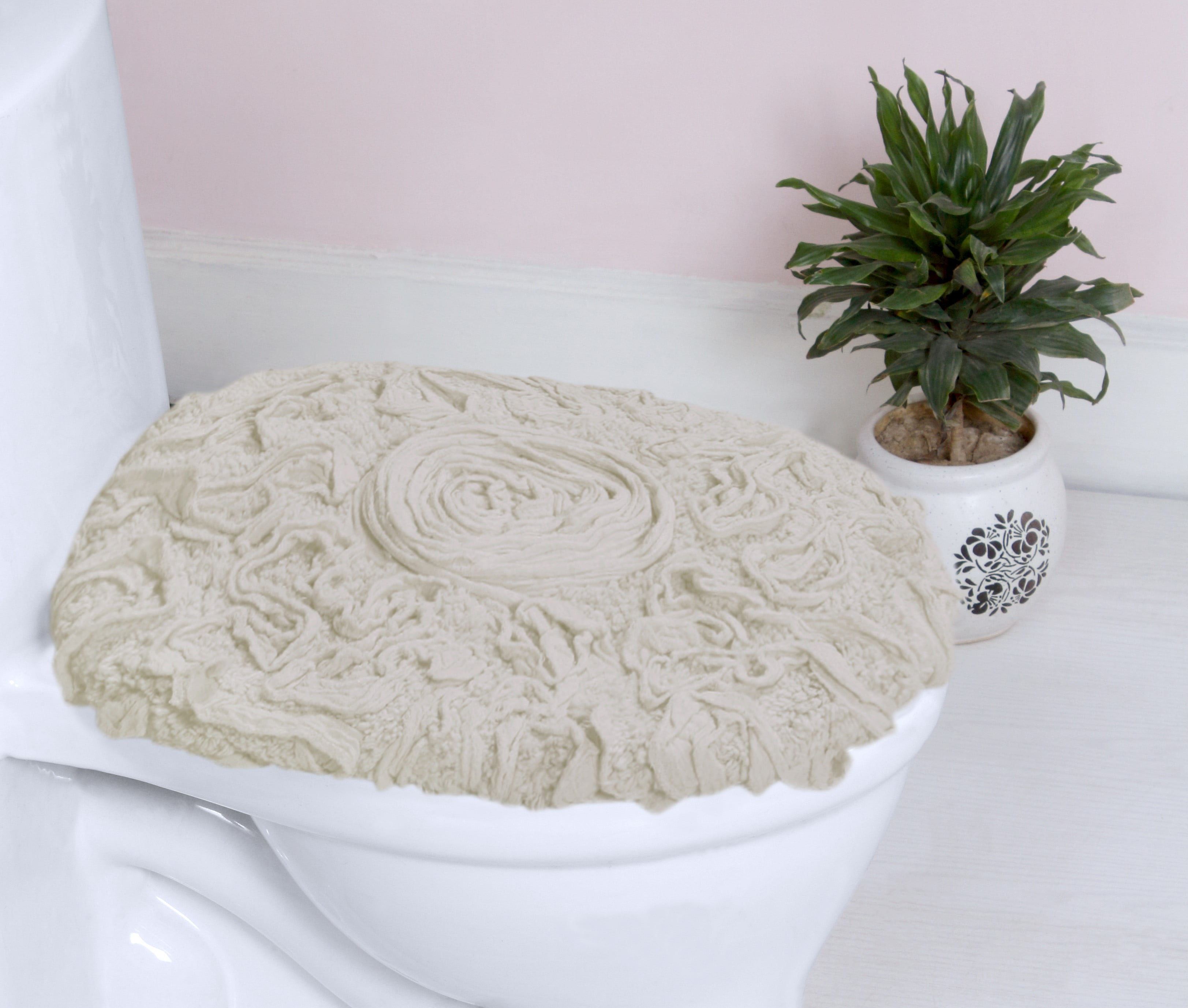 Home Weavers Bell Flower Bathroom Rug Toilet Lid Seat Cover Elastic