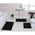 thumbnail image 1 of Home Weavers Bell Flower Collection 100% Cotton Non-Slip Bathroom Rug Set Machine Washable Bathroom Rug-17"x24", Bath Rug- 21"x34", Bathroom Rug- 24"x40", Black Color 3 Piece Bath rug set, 1 of 9