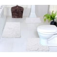 thumbnail image 1 of Home Weavers Bell Flower Collection 100% Cotton Non-Slip Bathroom Rug Set Machine Washable Bathroom Rug-17"x24", Bath Rug- 21"x34", U Shaped Contour- 20"x20", White Color 3 Piece Bath Rug set, 1 of 9
