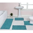 thumbnail image 1 of Home Weavers Bell Flower Collection 100% Cotton Non-Slip Bathroom Rug Set Machine Washable Bathroom Rug, Bath Rug, U Shaped Contour, Runner, Blue Color 4 Piece Bath rug set, 1 of 9