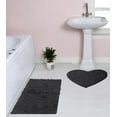 thumbnail image 1 of Home Weavers Bell Flower Collection 100% Cotton Non-Slip Bathroom Rug Set Machine Washable Heart Shape Bath Rug-25"x25", Bath Rug- 21"x34", Gray Color 2 Piece Bath Carpet set, 1 of 9
