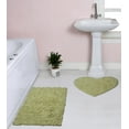 thumbnail image 1 of Home Weavers Bell Flower Collection 100% Cotton Non-Slip Bathroom Rug Set Machine Washable Heart Shape Bath Rug-25"x25", Bath Rug- 21"x34", Green Color 2 Piece Bath Carpet set, 1 of 9