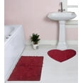 thumbnail image 1 of Home Weavers Bell Flower Collection 100% Cotton Non-Slip Bathroom Rug Set Machine Washable Heart Shape Bath Rug-25"x25", Bath Rug- 21"x34", Red Color 2 Piece Bath Rug set, 1 of 9
