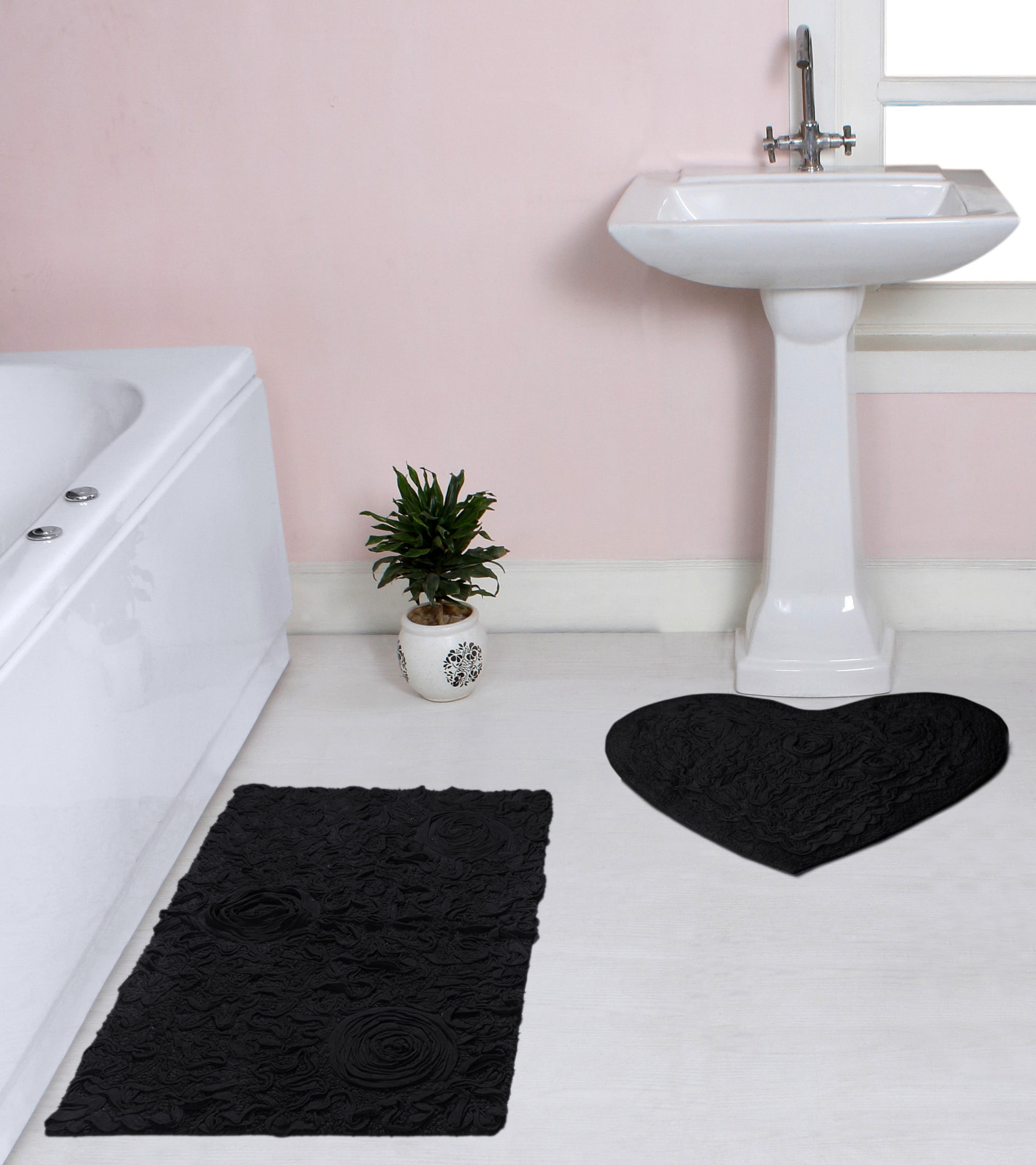 Home Weavers Bell Flower Collection 100 Cotton NonSlip Bathroom Rug