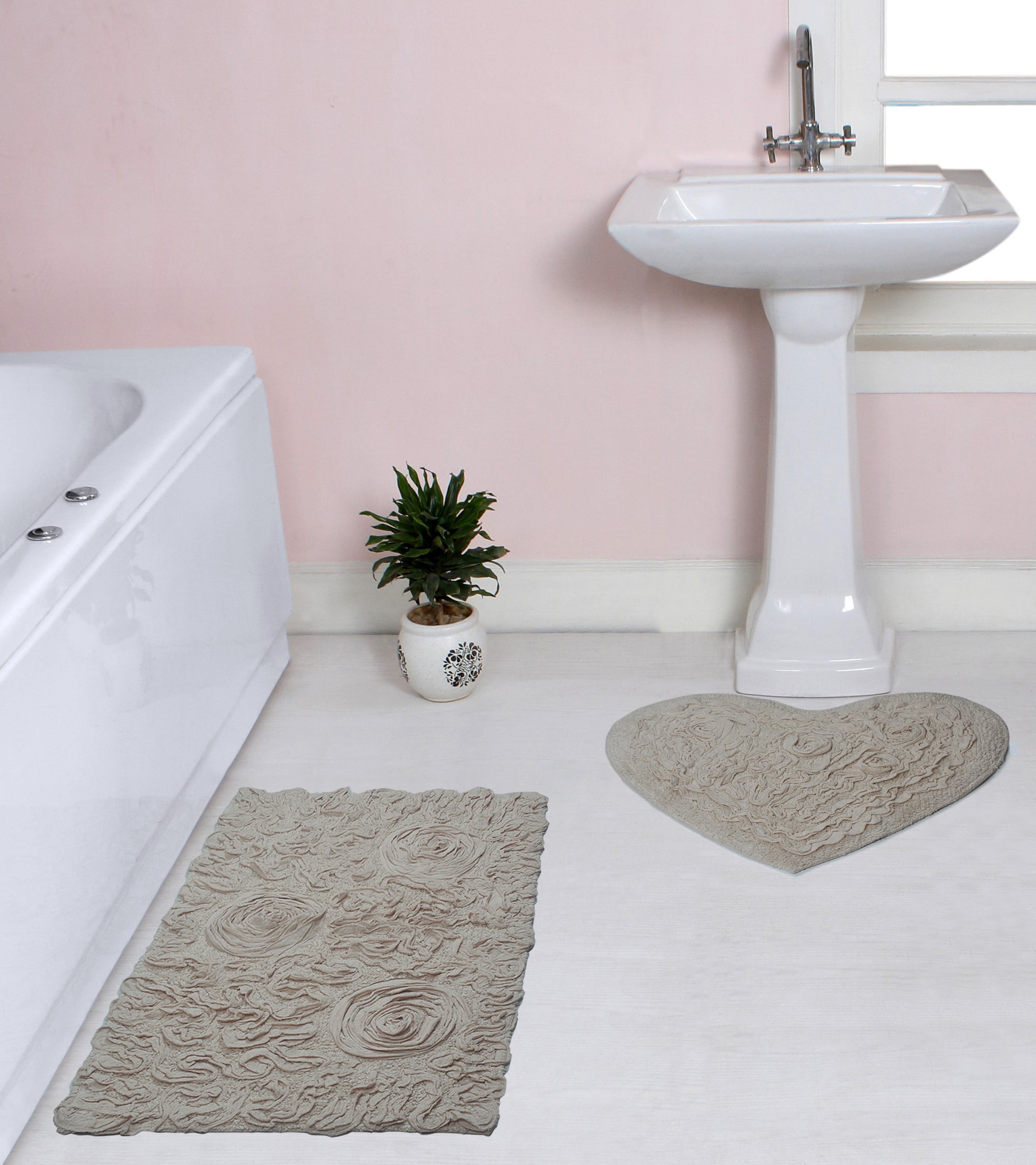 Home Weavers Bell Flower Collection 100 Cotton NonSlip Bathroom Rug