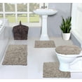 thumbnail image 1 of Home Weavers Bell Flower Collection 100% Cotton Non-Slip Bathroom Rug Set Machine Washable Toilet Lid Cover, Bath Rug, Bathroom Rug, U Shaped Contour, Linen Color 4 Piece Bath Rug set, 1 of 9