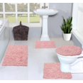 thumbnail image 1 of Home Weavers Bell Flower Collection 100% Cotton Non-Slip Bathroom Rug Set Machine Washable Toilet Lid Cover, Bath Rug, Bathroom Rug, U Shaped Contour, Pink Color 4 Piece Bath rug set, 1 of 5
