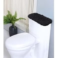thumbnail image 1 of Home Weavers Bell Flower Collection Bathroom Rug 100% Cotton Fabric Tank Cover, Soft Absorbent Bath Rugs, Machine Washable, Toilet Tank Lid Cover for Bathroom, 10"x22" Tank Cover, Black, 1 of 9