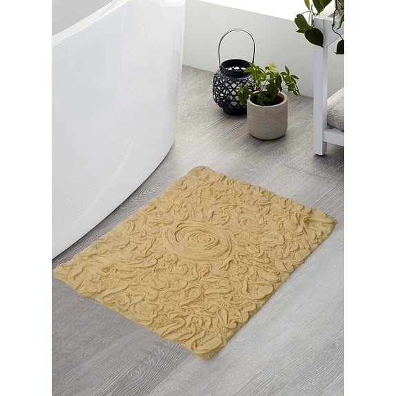 Home Weavers Bell Flower Collection Bath Rug, 100% Cotton Tufted, Soft & Absorbent, Non-Slip, 17"x24" Rectangle, Turquoise