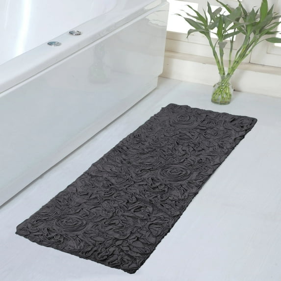 Home Weavers Bell Flower Collection Bathroom Rug 100% Cotton Tufted Bath Rugs, Soft Absorbent Bath Rugs, Non-Slip Bath Mats, Machine Washable, Bath Matsand Tub, 21"x54" Runner, Gray