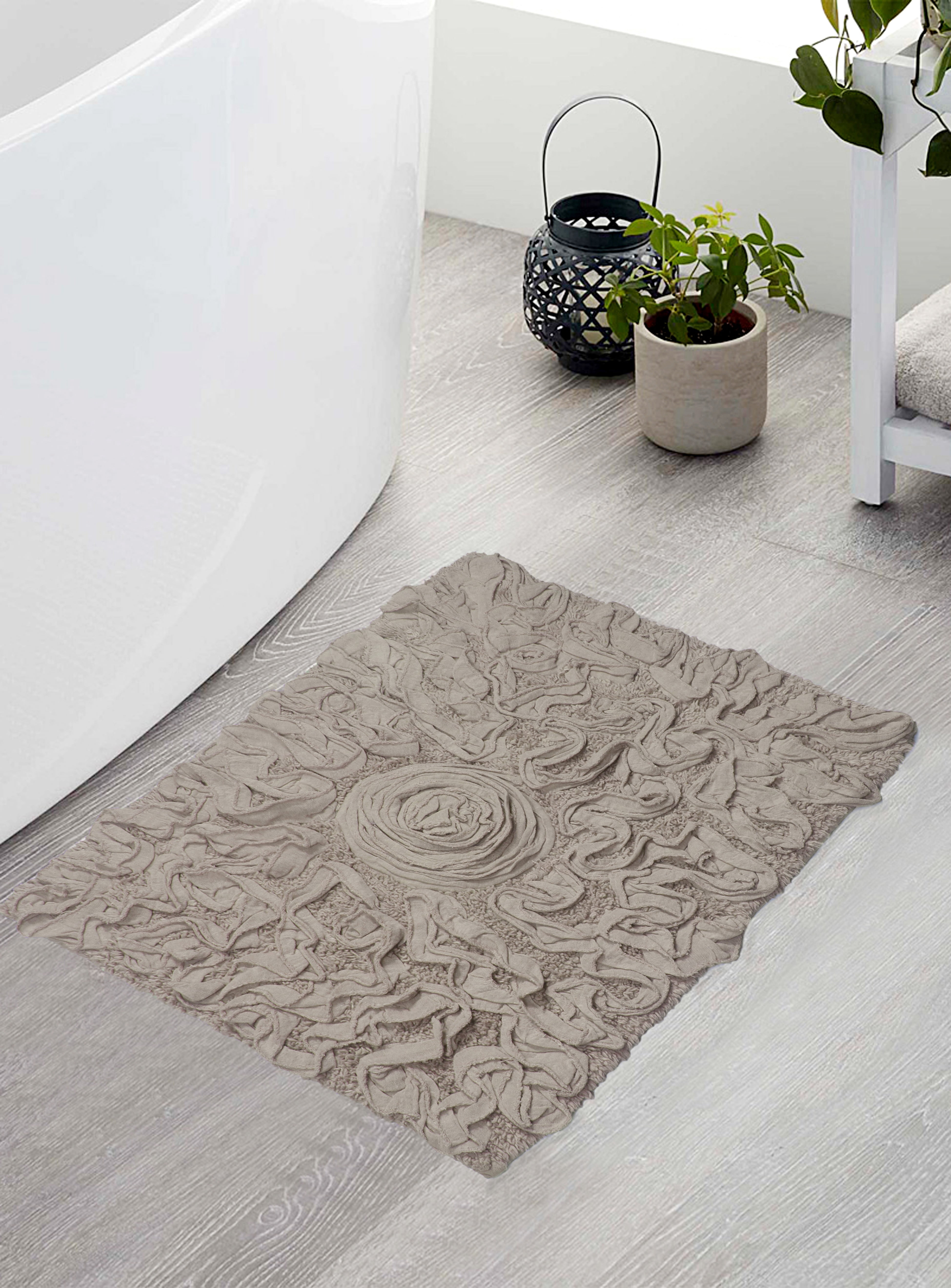 Home Weavers Bell Flower Collection Bathroom Rug 100 Cotton Tufted