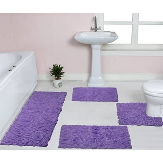 Purple Lavender Bathroom Rug Set 3 Pieces Ultra Soft Non Slip Bath