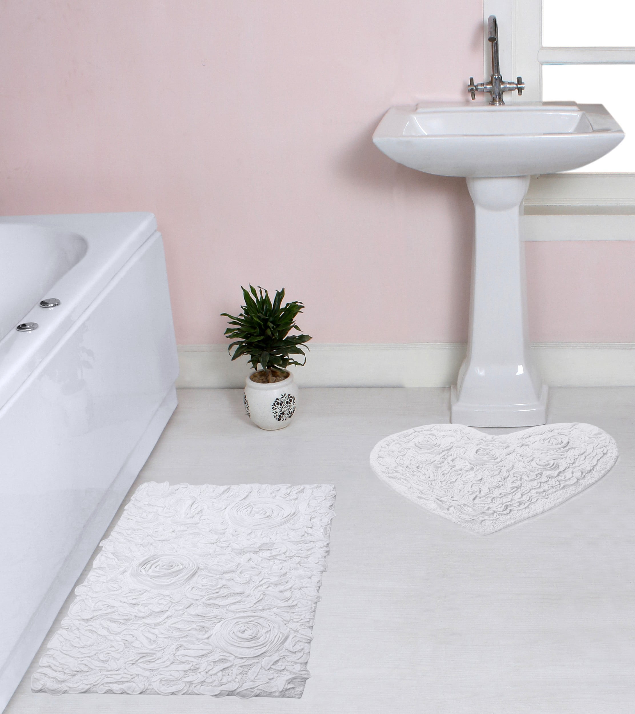 Home Weavers Bell Flower Collection Rugs 100 Cotton Tufted Bath Rugs