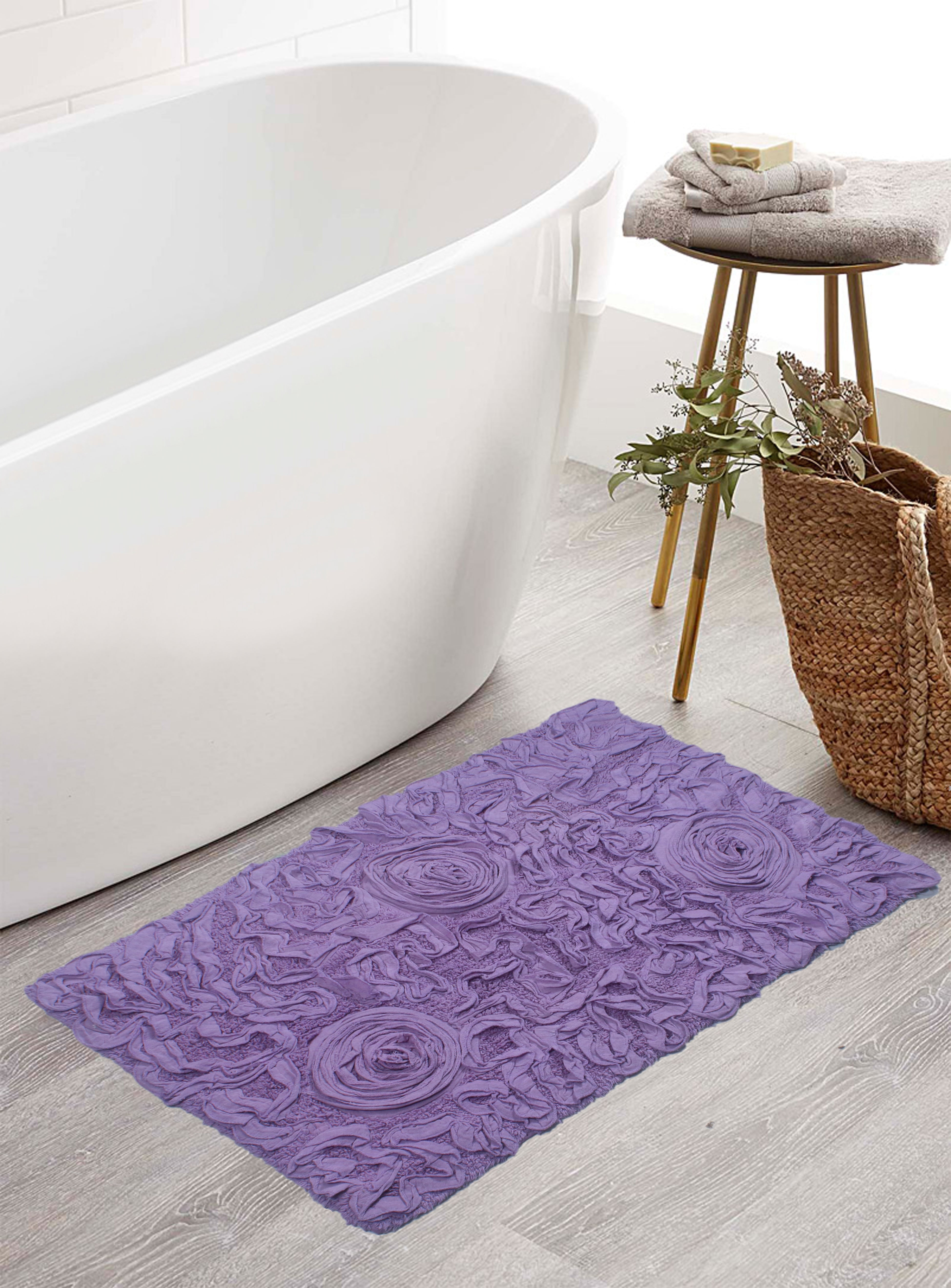 Home Weavers Bell Flower Collection Rugs 100 Cotton Tufted Bath Rugs