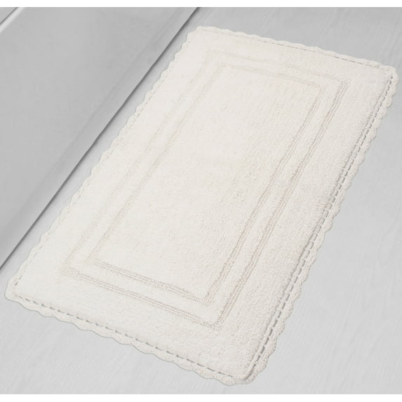 Home Weavers Casual Elegance Reversible Bathmat 100% Cotton Bathroom Rugs Set, Washable Rug, Extra Soft and Absorbent bath Rug, Kitchen Mat, Bath Mat Set, Non Slip Mat, 24"x40" Rectangle, Ivory Rug